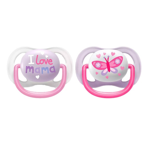 Avent Ultra Air Happy, smoczek-gryzaczek, girl, 0-6 m, 2 szt.