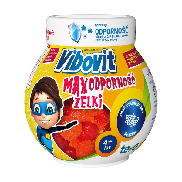 Vibovit Max Odporność Żelki, smak czarnego bzu, 200 g (ok. 50 szt.)