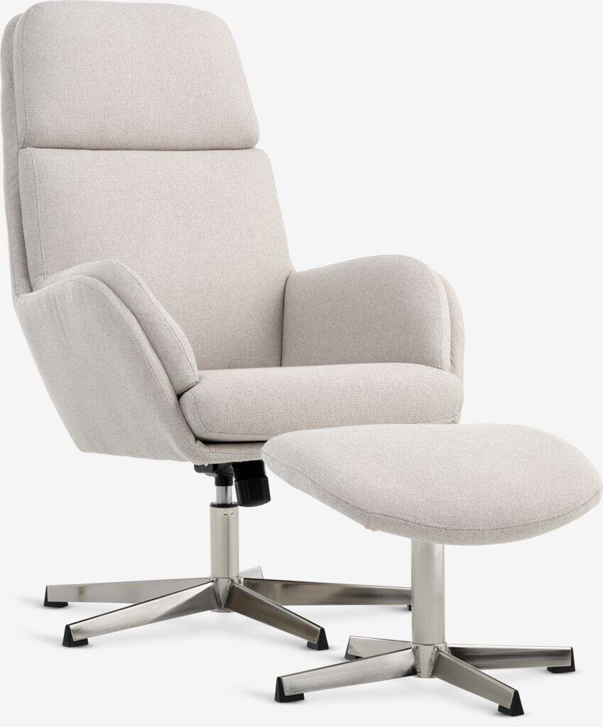 TANKEDAL TANKEDAL lænestol med skammel, beige stof/krom