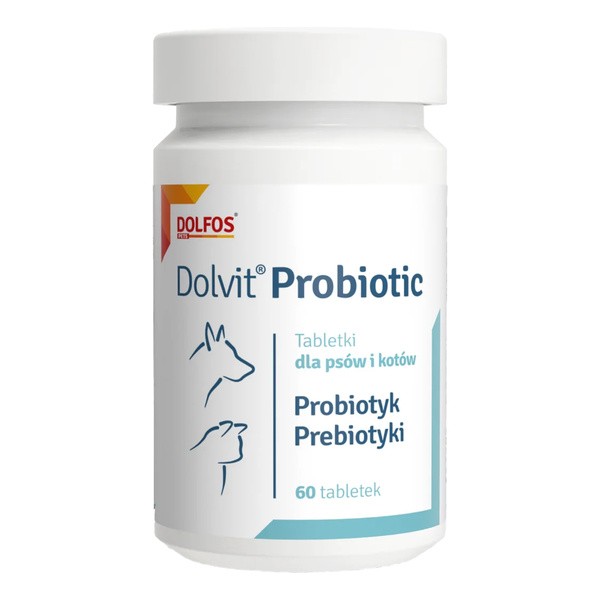 Dolvit Probiotic, probiotyk i prebiotyki dla psów i kotów, tabletki, 60 szt.