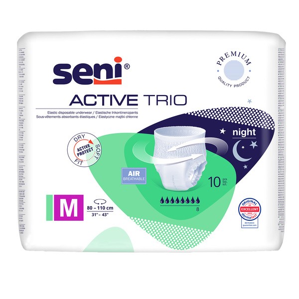 Seni Active Trio, elastyczne majtki chłonne, rozmiar M, 10 szt.