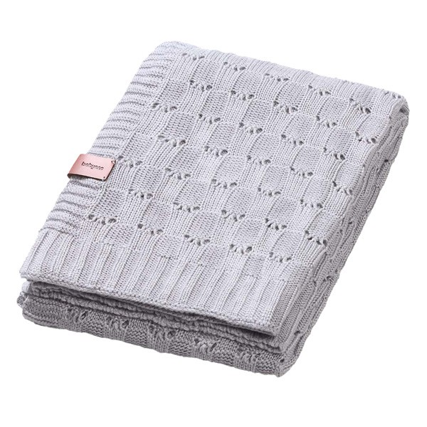 Babyono, Kocyk dzianinowy, bambusowy, szary, 1 szt.