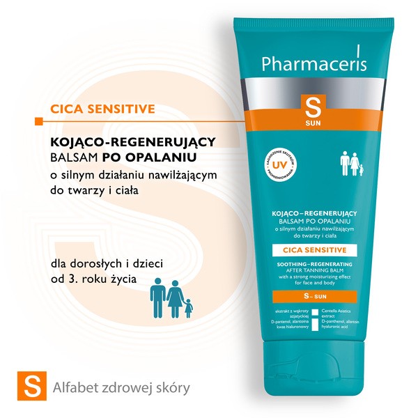 Pharmaceris S Cica Sensitive, kojąco-regenerujący balsam po opalaniu, 200 ml