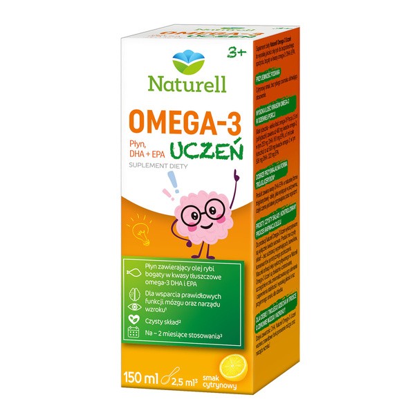 Zestaw Naturell Omega 3 Uczeń, żelki, 27 szt. + płyn, 150 ml