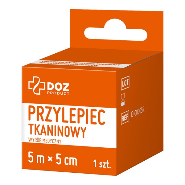 DOZ PRODUCT Uniwersalny przylepiec tkaninowy, 5 m x 5 cm, 1 szt.