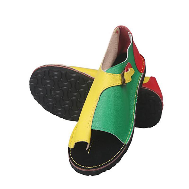 pointshoes 34 43 Large Size Sandals Women Flat Bottom Color Matching Buckle Toe Fish Mouth Shoes Woman Personality Roman Shoes
