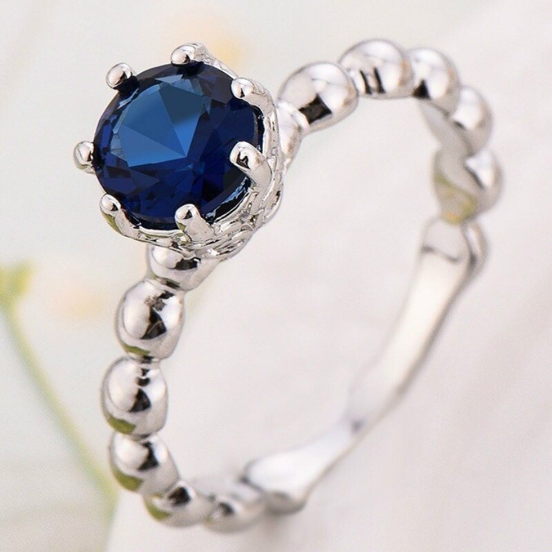 Luksusowe wspaniale kobiety bizuteria okragly Cut granatowe niebieskie z cyrkonia motyl obraczki slubne na slub zestaw pierscionkow zareczynowych prezenty