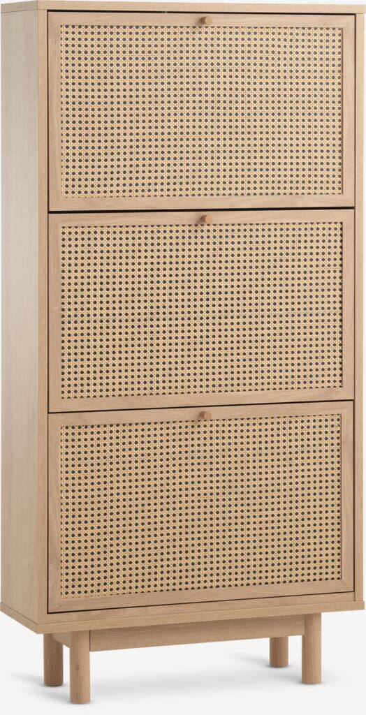 HALMSTAD skoskab med 3 rum, farvet petan/eg