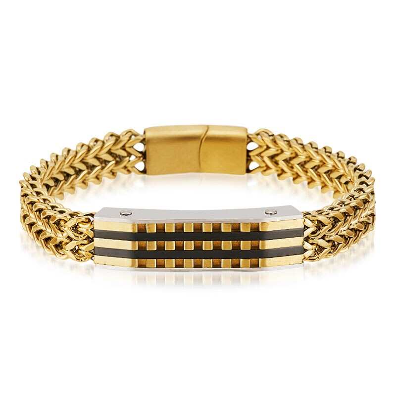 Meska zloty kolor lancuch przyjazn bransoletki i bransolety ze stali nierdzewnej pleciony Mesh Keel Link bizuteria meska Homme opaska na reke