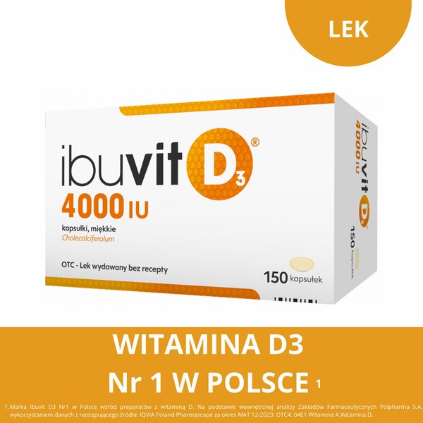 Ibuvit D3, 4000 IU, kapsułki miękkie, 150 szt.