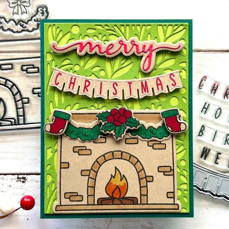 Cozy Fireplace Clear Stamp Set 8 Stamps