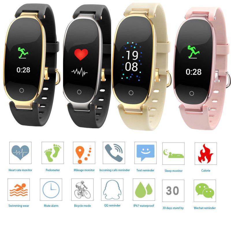 Braccialetti intelligenti S3 con schermo a colori, orologio da donna, fitness, impermeabile, braccialetto con monitoraggio della frequenza cardiaca, orologi da donna per iOS e Android