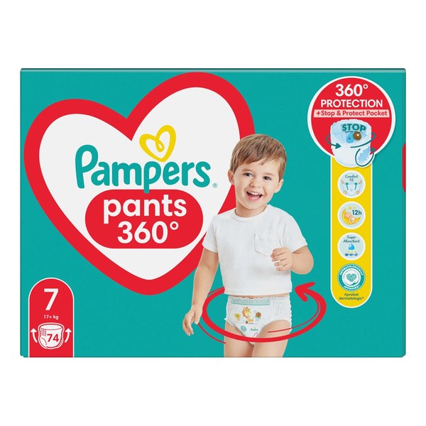 Pampers Pants 7 (17+ kg), pieluchomajtki jednorazowe, 74 szt.