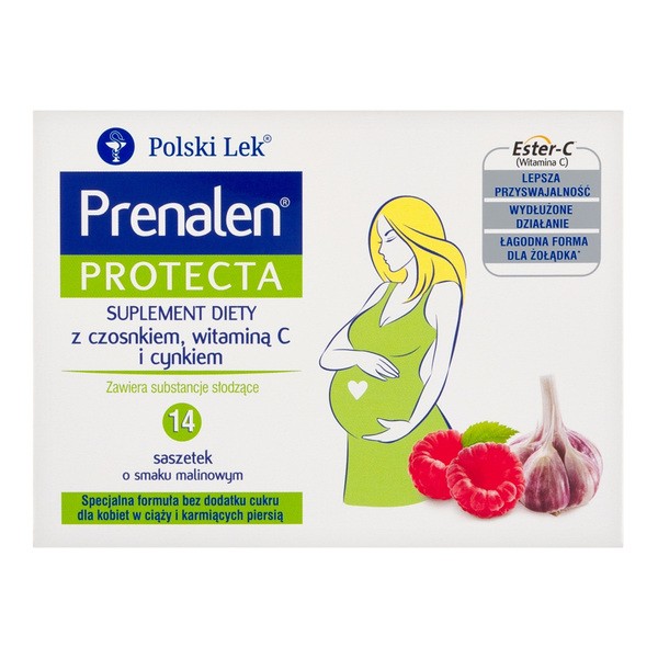 Prenalen Protecta, saszetki z proszkiem, smak malinowy, 14 szt.