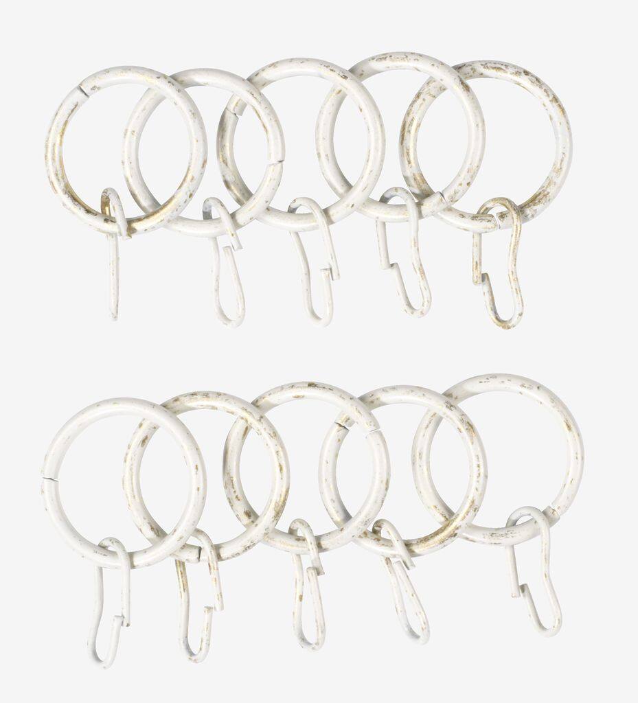 Gardinringe Ø19mm 10 stk/pakke hvid/guld