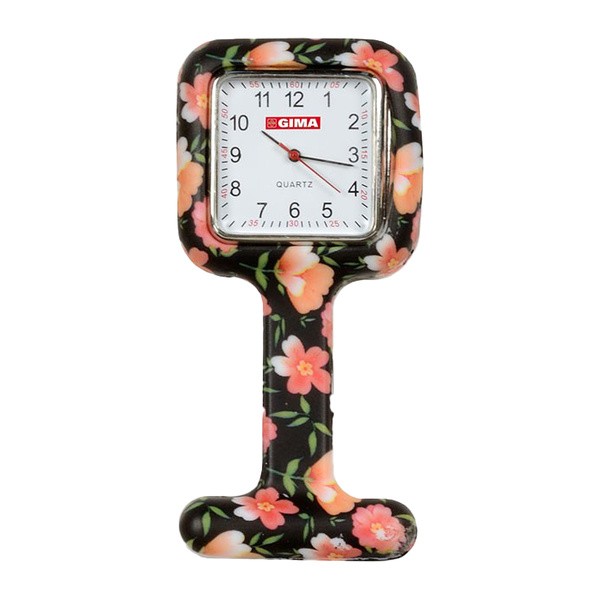 GIMA Zegarek pielęgniarski-roses fantasy Zegarek pielęgniarskii kwadratowy silikonowy