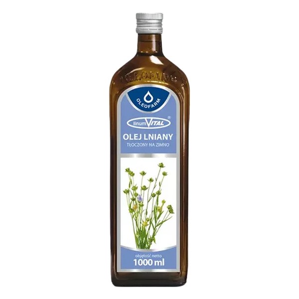 Oleofarm, LinumVital, olej lniany tłoczony na zimno, 1000 ml