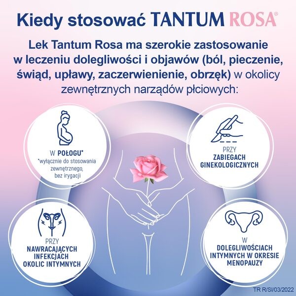 Tantum Rosa, 53,2 mg/g, proszek do sporządzania roztworu dopochwowego, 10 saszetek