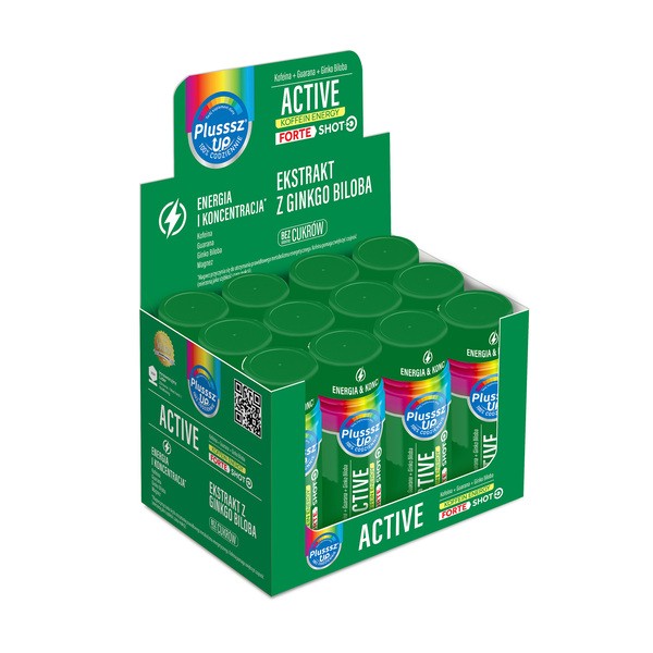 Plusssz Up Active Koffein Energy Forte Shot, płyn, smak grejpfrutowy, 50 ml x 12 szt.