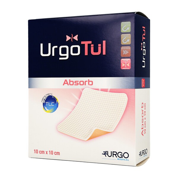 UrgoTul Absorb, opatrunek, 10 cm x 10 cm, 1 szt. (z opakowania 10 sztuk)