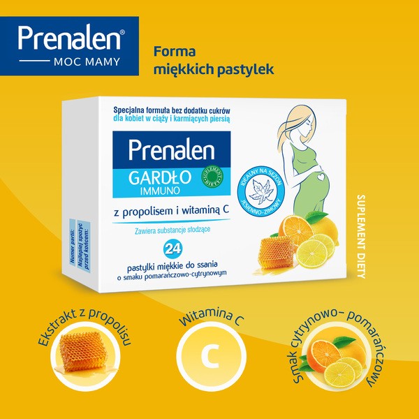 Prenalen Gardło Immuno, pastylki miękkie do ssania, 24 szt.