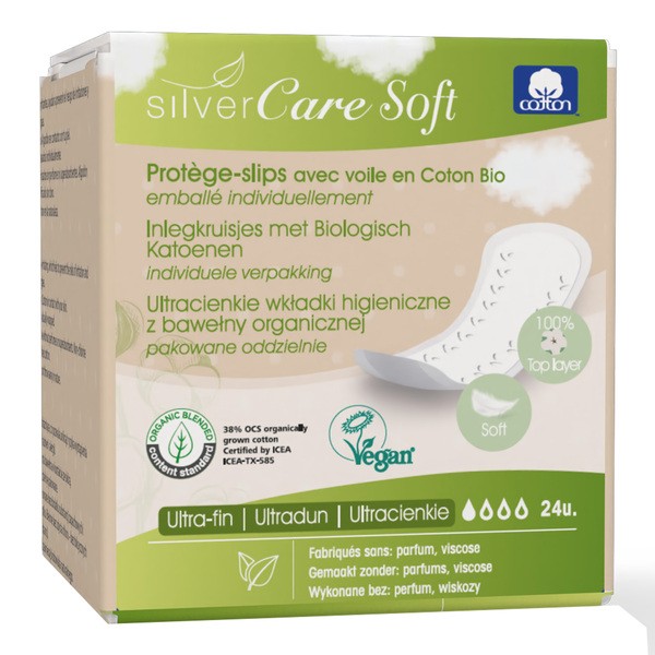 Silver Care Soft, Ultracienkie wkładki higieniczne o anatomicznym kształcie (oddzielnie pakowane), 24 szt.