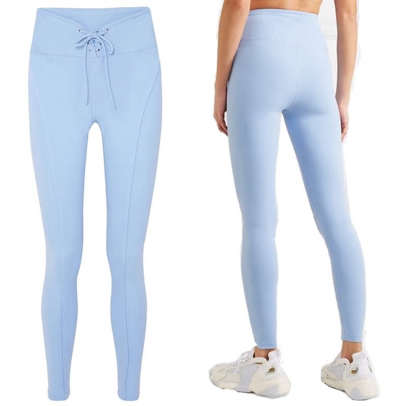 Sexiga elastiska yogabyxor med dragsko för fitness, höftlyftande tights, sportträning, smala enfärgade gymbyxor för kvinnor