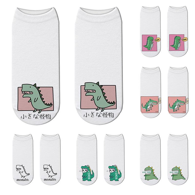 Nowość 3D Drukowane Damskie Krótkie Skarpetki Zabawne Słodkie Małe Zwierzątka Kawaii Dinozaur Mini Wzór Szczęśliwe Skarpetki Niskie Do Kostki Skarpetki Uniseks