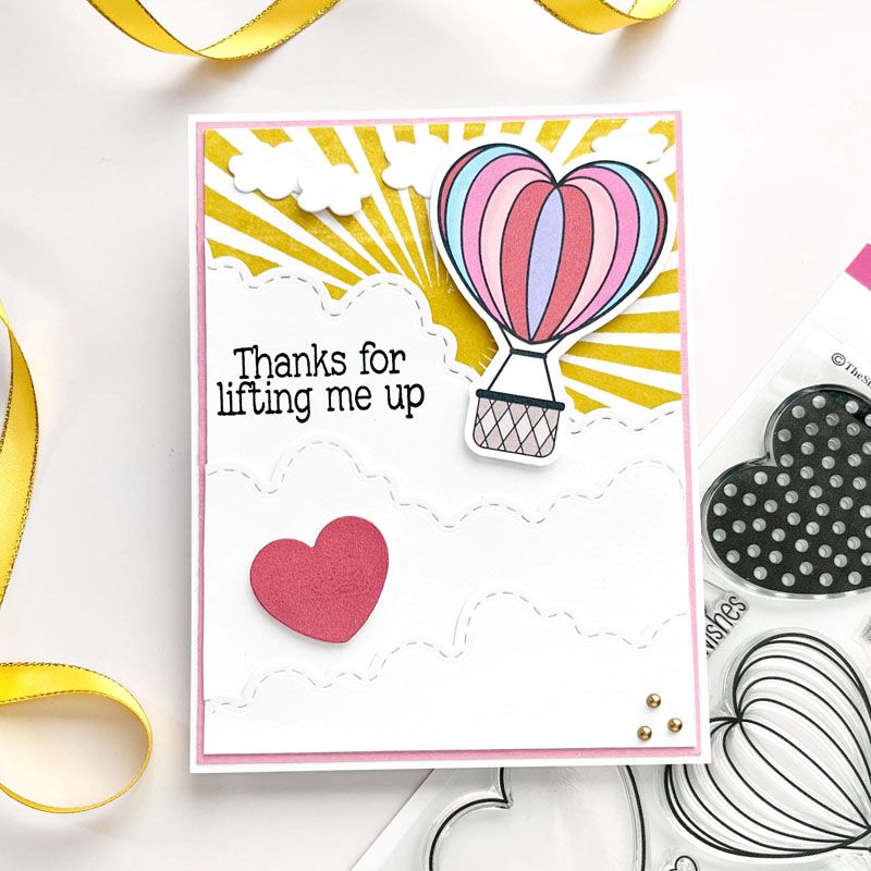 Heart Hot Air Balloons Clear Stamp Set 13 Stamps