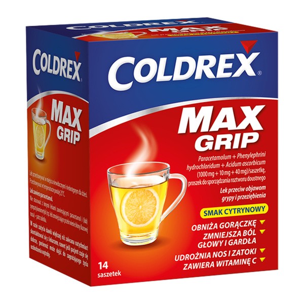Coldrex MaxGrip, proszek do sporządzania roztworu doustnego, 14 sasz.