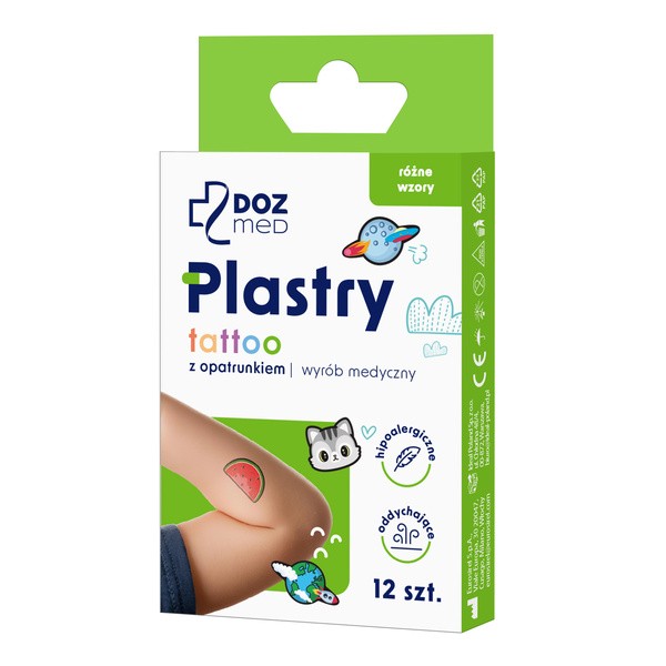 DOZ Med, plastry z opatrunkiem, Tattoo, 12 szt.