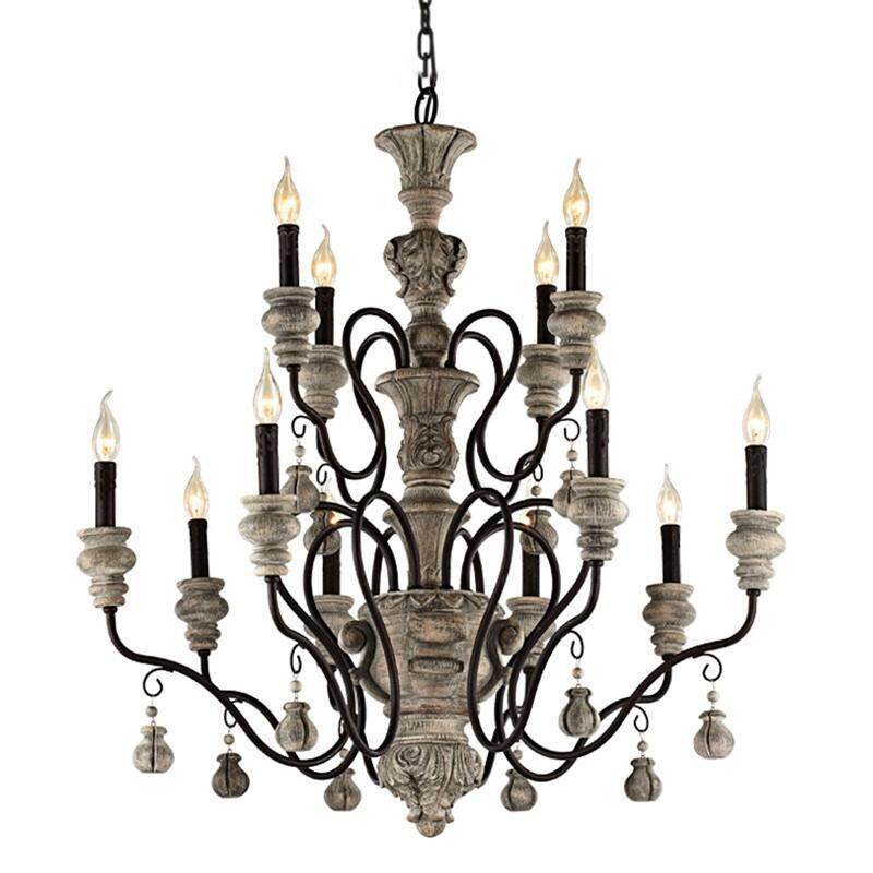 Lustre en résine de fer, éclairage vintage pour hôtel, salle à manger, escalier, grand hall d'entrée, lustre moderne et contemporain