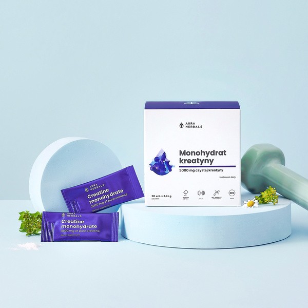 Aura Herbals Monohydrat Kreatyny, saszetki z proszkiem, 30 szt.