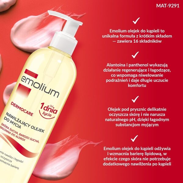Emolium Dermocare, nawilżający olejek do mycia, 400 ml