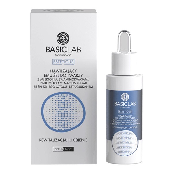 BasicLab Esteticus, nawilżający emu-żel z 6% ektoiną i komórkami macierzystymi, 30 ml