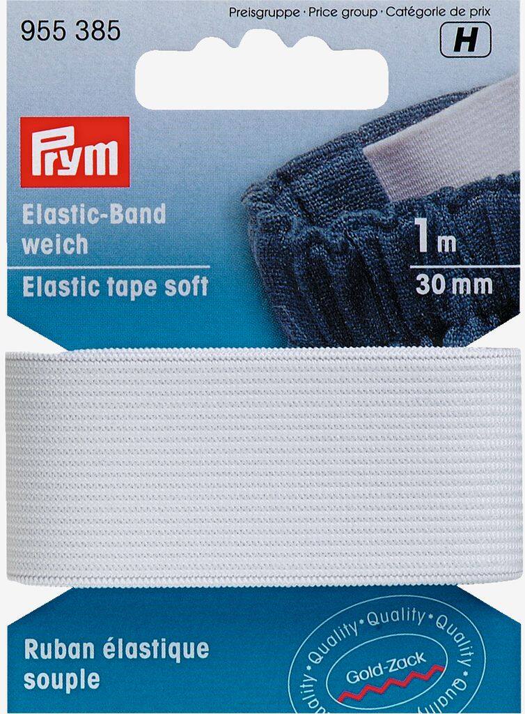 Blød elastisk tape 30mm 1m/pakke hvid