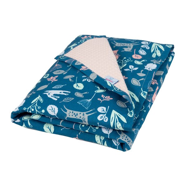 Babymatex Prestige, bawełniany kocyk dwustronny, wzór: liście, 75 cm x 100 cm, 1 szt.