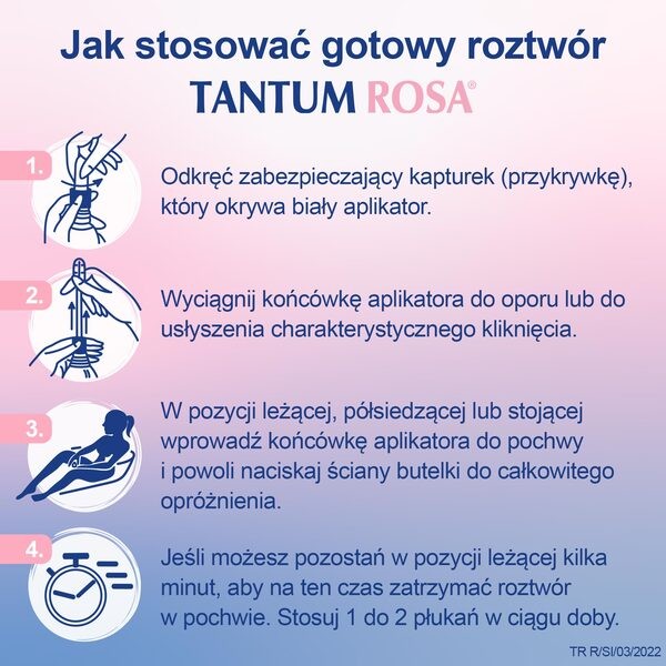 Tantum Rosa, 1 mg/ml, roztwór dopochwowy, 140 ml, 5 butelek