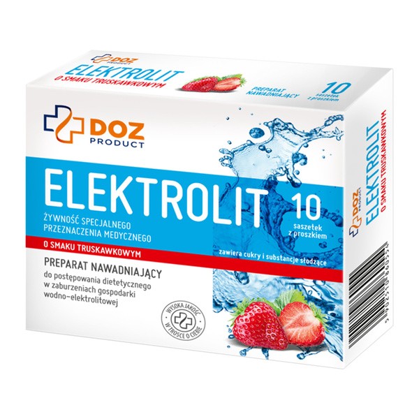 DOZ PRODUCT, Elektrolit o smaku truskawkowym, proszek w saszetkach, 10 x 4,2 g