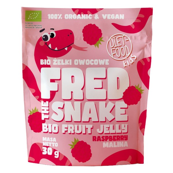Diet-Food, Bio Żelki Owocowe Fred The Snake, Malina, 30 g