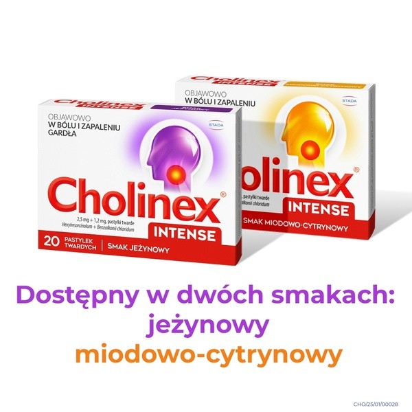 Cholinex Intense, tabletki do ssania, smak jeżynowy, 20 szt.