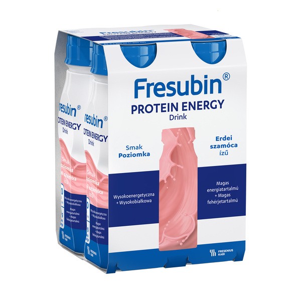Zestaw 4x Fresubin Protein Energy Drink, płyn o smaku poziomkowym, 4 x 200 ml