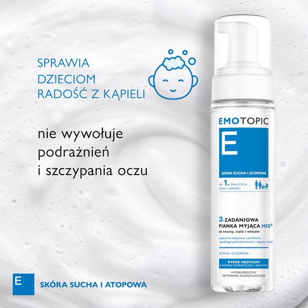 Emotopic Med+, 3-zadaniowa pianka myjąca, 200 ml