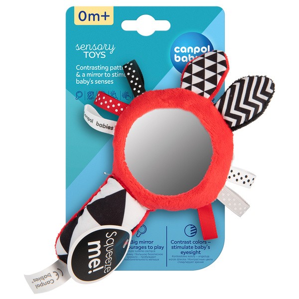 Canpol Babies, zabawka kontrastowa z piszczkiem i lusterkiem SENSORY TOYS, 1 szt.