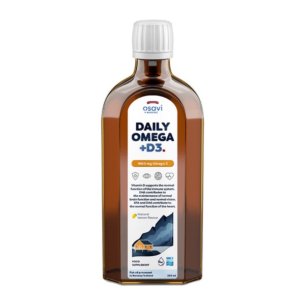 Osavi Daily Omega 1600 mg Omega 3 + D3, cytrynowy, płyn, 250 ml