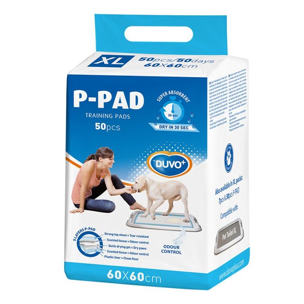 Duvoplus P-Pad, wysokochłonne podkłady treningowe dla psów, XL, 60x60 cm, 50 szt.