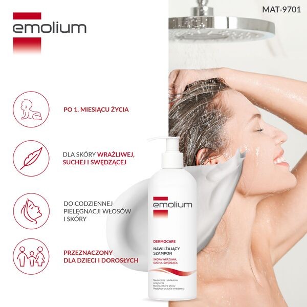 Emolium Dermocare, szampon nawilżający, 400 ml