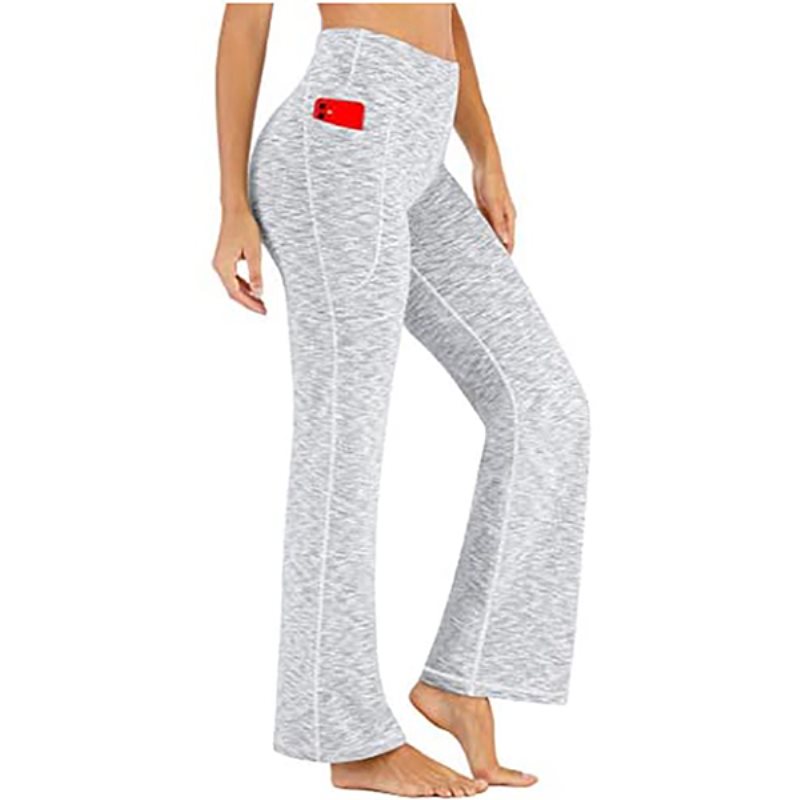 Byxor för kvinnor med fickor Träningsbyxor med hög midja för kvinnor Bootleg-arbetsbyxor Finbyxor: Sport och utomhus