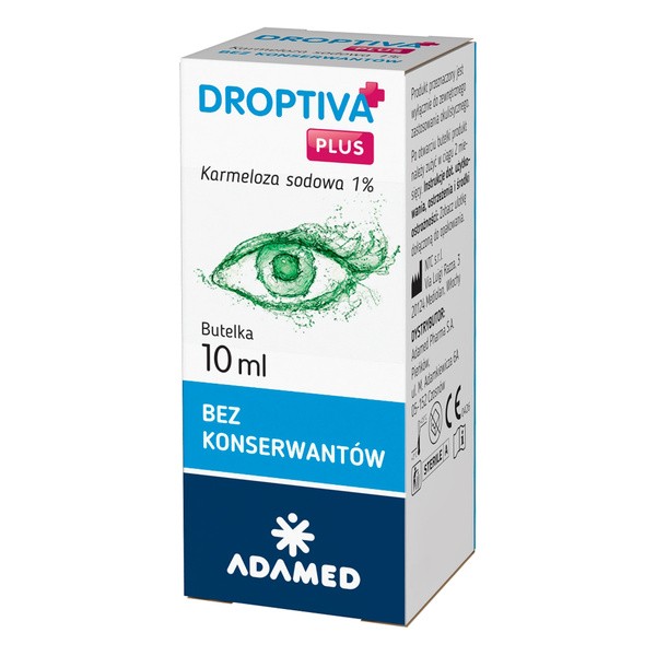 Droptiva Plus, nawilżające krople do oczu, 10 ml
