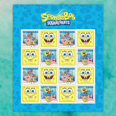 2025 SpongeBob Squarepants Stamps,Sheet of 16